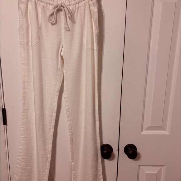 High Waist Cream Drawstring Pants - Picture 7 of 11